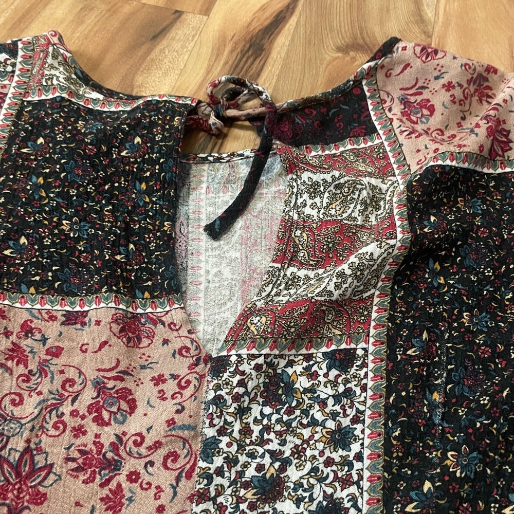 American Eagle Bell Sleeve Patchwork Swing Dress … - image 9